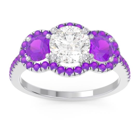 Halo Three Stone Attika Ring