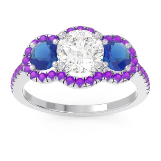 Halo Three Stone Attika Ring