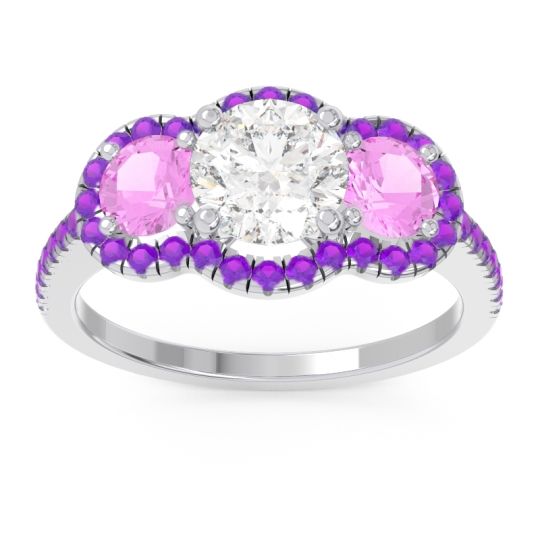 Halo Three Stone Attika Ring