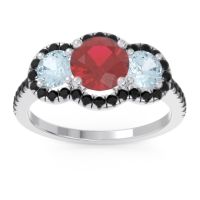 Halo Three Stone Attika Ring