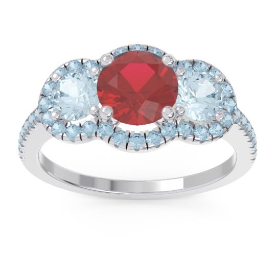 Halo Three Stone Attika Ring