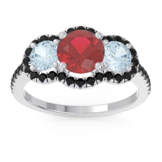 Halo Three Stone Attika Ring