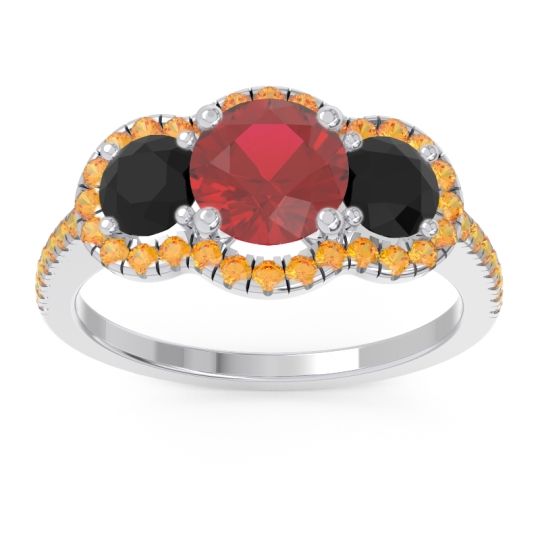 Halo Three Stone Attika Ring