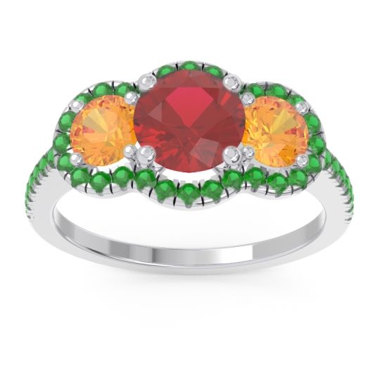 Halo Three Stone Attika Ring