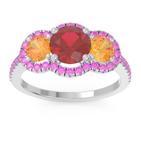 Halo Three Stone Attika Ring