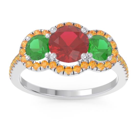 Halo Three Stone Attika Ring