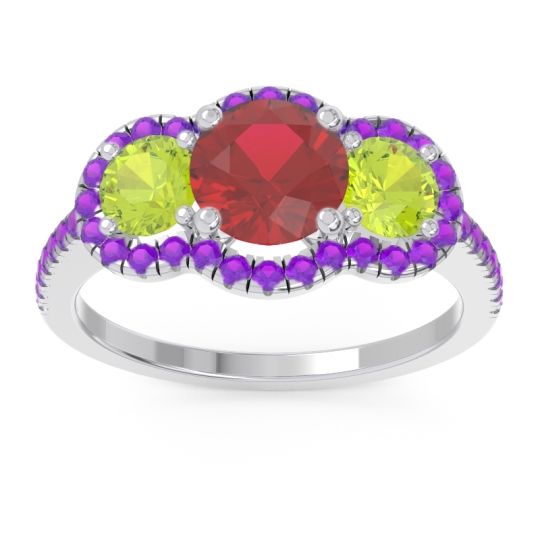Halo Three Stone Attika Ring