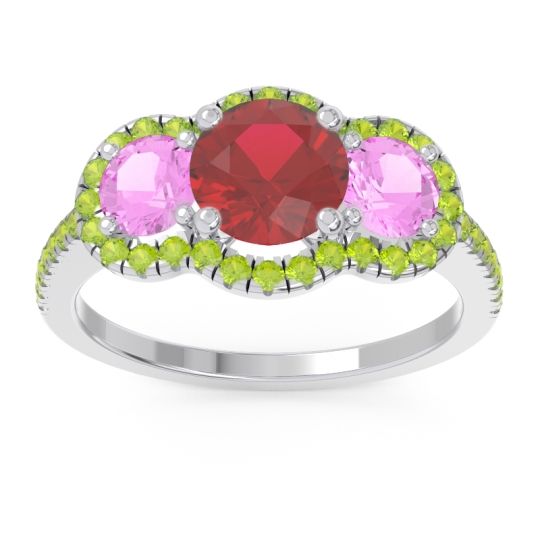 Halo Three Stone Attika Ring