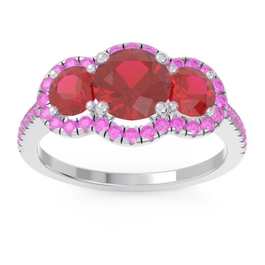 Halo Three Stone Attika Ring