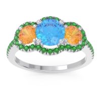 Halo Three Stone Attika Ring