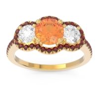 Halo Three Stone Attika Ring
