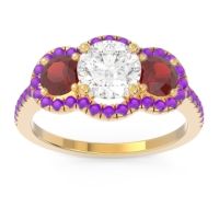 Halo Three Stone Attika Ring