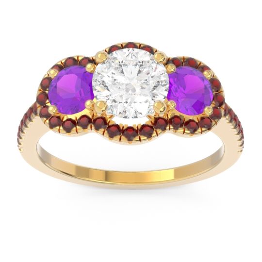 Halo Three Stone Attika Ring