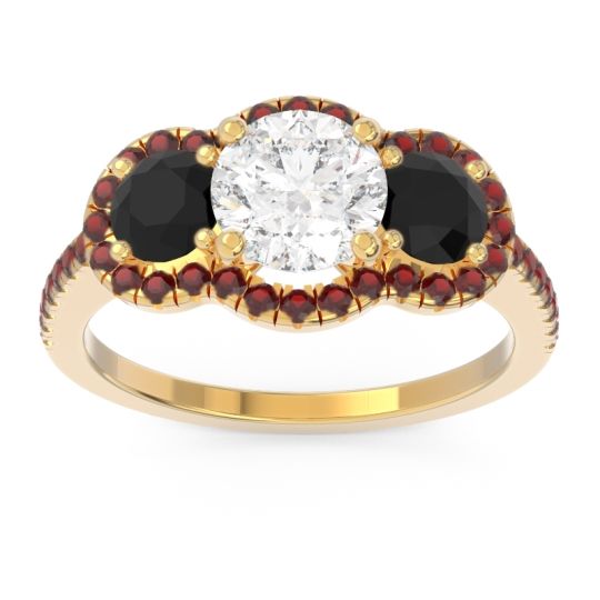 Halo Three Stone Attika Ring