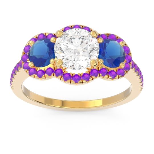 Halo Three Stone Attika Ring