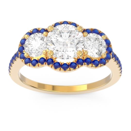 Halo Three Stone Attika Ring