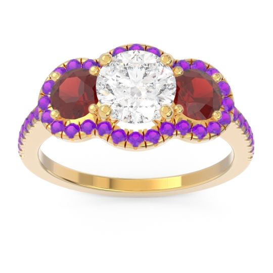 Halo Three Stone Attika Ring