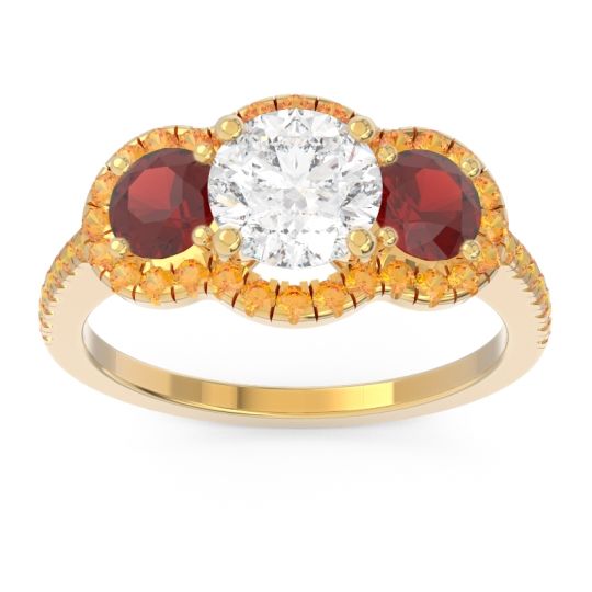 Halo Three Stone Attika Ring