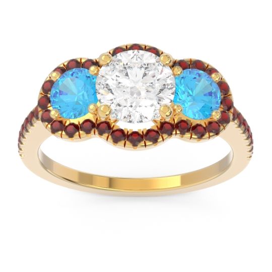 Halo Three Stone Attika Ring