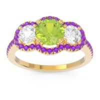 Halo Three Stone Attika Ring