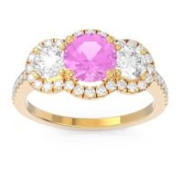 Halo Three Stone Attika Ring