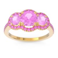 Halo Three Stone Attika Ring