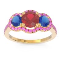 Halo Three Stone Attika Ring