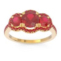 Halo Three Stone Attika Ring