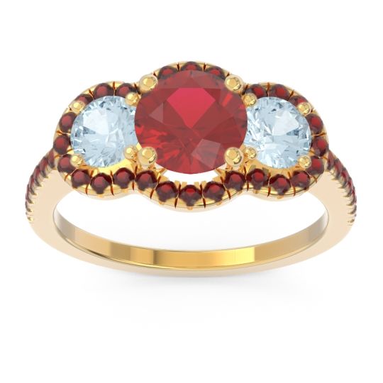 Halo Three Stone Attika Ring