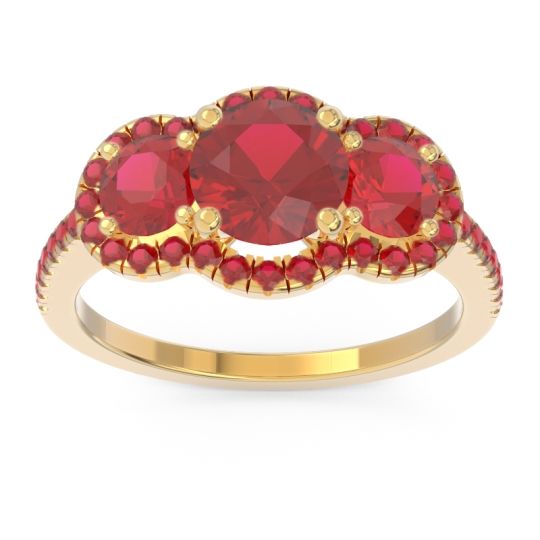 Halo Three Stone Attika Ring