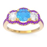 Halo Three Stone Attika Ring