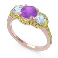 Halo Three Stone Attika Ring