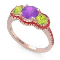 Halo Three Stone Attika Ring