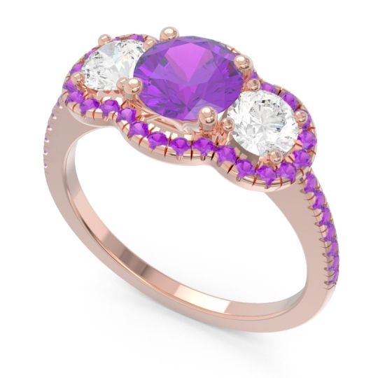 Halo Three Stone Attika Ring