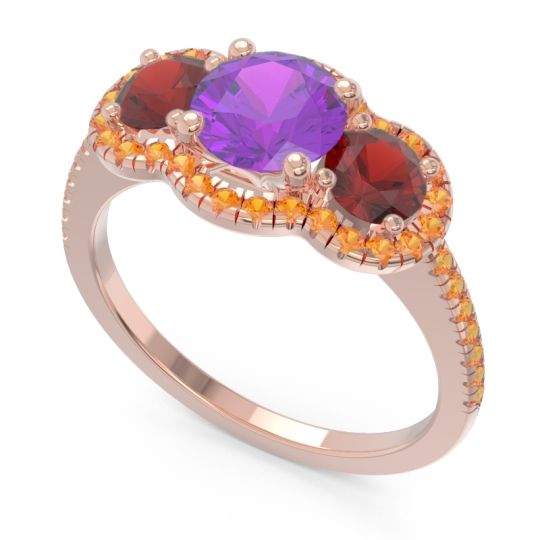 Halo Three Stone Attika Ring