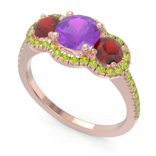 Halo Three Stone Attika Ring