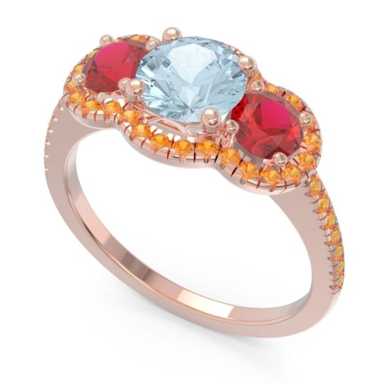 Halo Three Stone Attika Ring