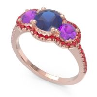 Halo Three Stone Attika Ring