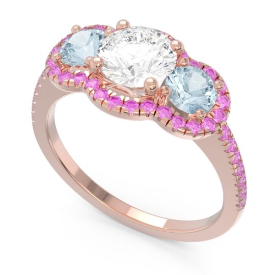Halo Three Stone Attika Ring