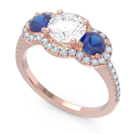 Halo Three Stone Attika Ring