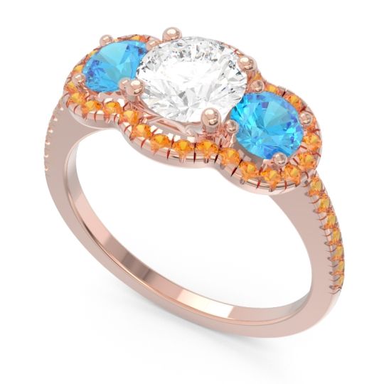 Halo Three Stone Attika Ring