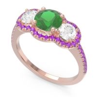 Halo Three Stone Attika Ring