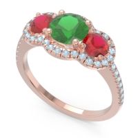 Halo Three Stone Attika Ring