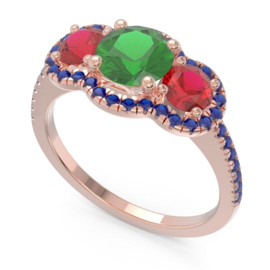 Halo Three Stone Attika Ring