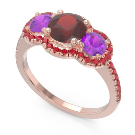 Halo Three Stone Attika Ring