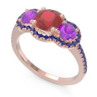 Halo Three Stone Attika Ring