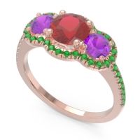 Halo Three Stone Attika Ring