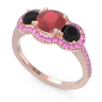 Halo Three Stone Attika Ring