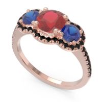 Halo Three Stone Attika Ring