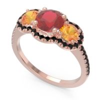 Halo Three Stone Attika Ring